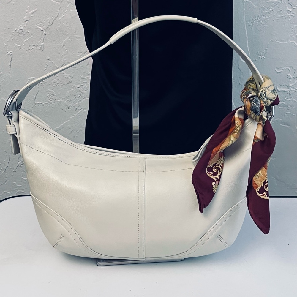 VINTAGE COACH SOHO CREAM/BEIGE HOBO LEATHER SHOULDER SHOULDER BAG 9464 - Picture 2 of 15